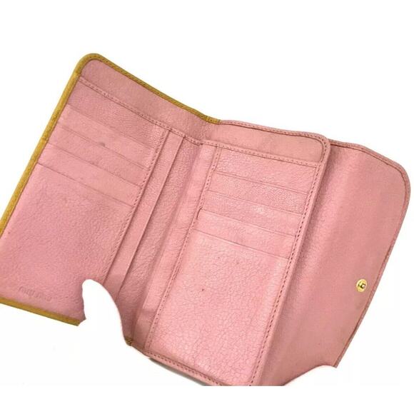 Authentic MIU MIU Madras Ribbon Leather Trifold Wallet Bicolor/3AF0677 - Picture 6 of 8